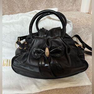 GILDA TONELLI Black Women's Shoulder Bag with Bow Accent, MADE IN ITALY
